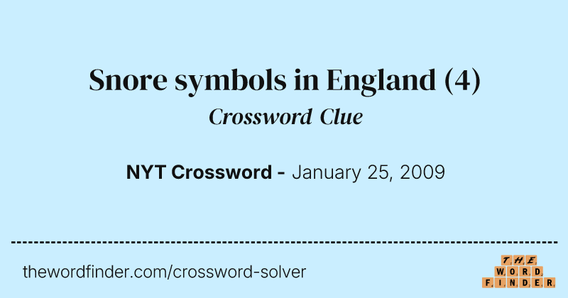 Snore symbols in England crossword clue image