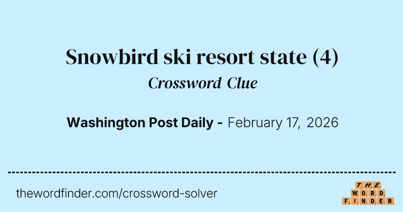 Snowbird ski resort state crossword clue image