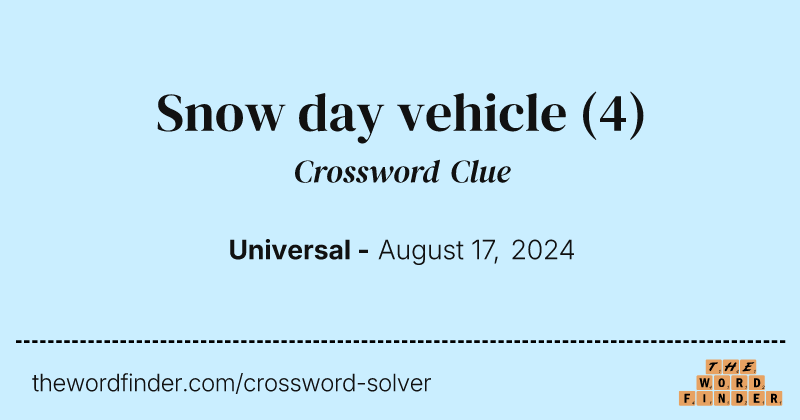 Snow day vehicle crossword clue image