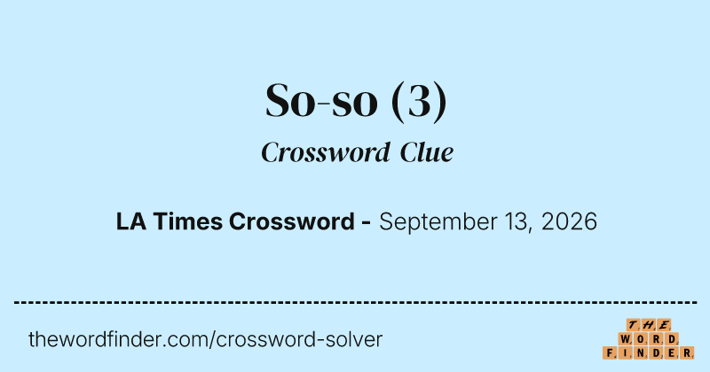 So-so crossword clue image