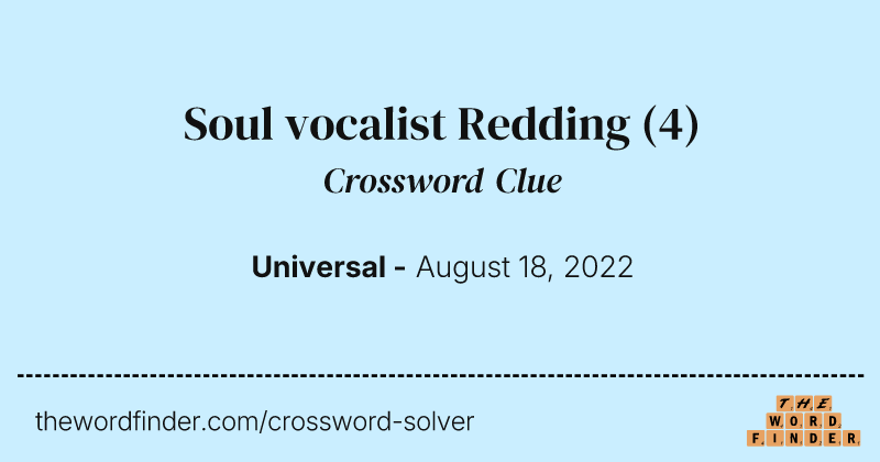 Soul vocalist Redding crossword clue image