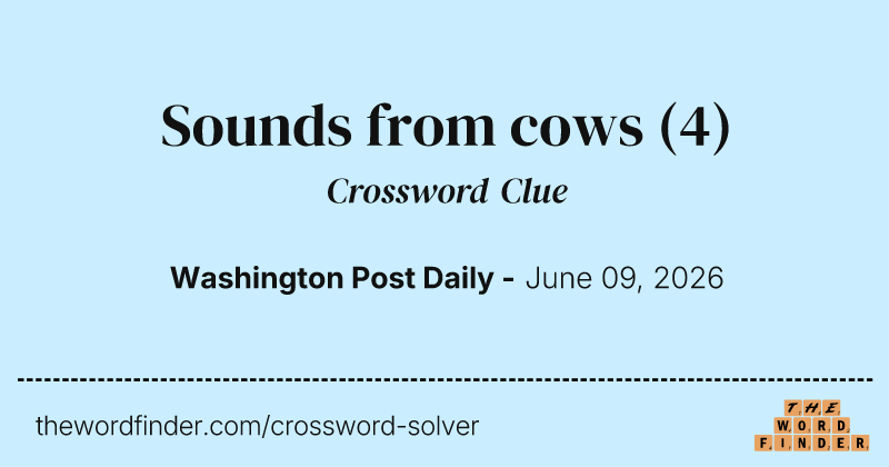Sounds from cows crossword clue image