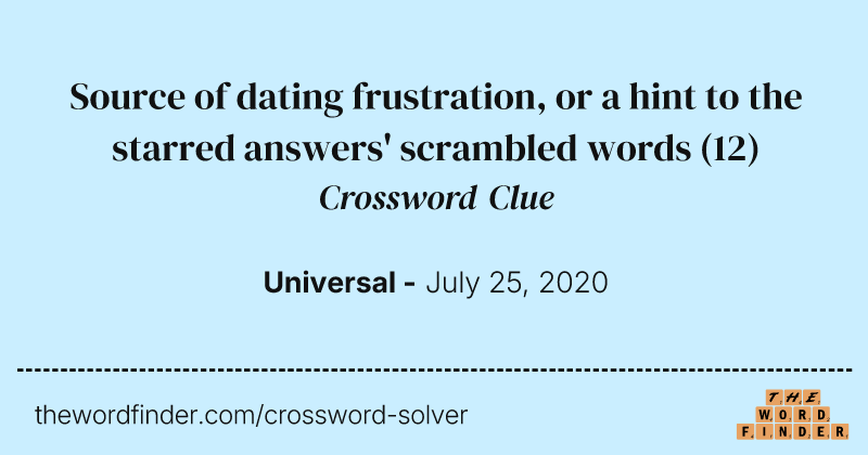 Source of dating frustration, or a hint to the starred answers' scrambled words crossword clue image