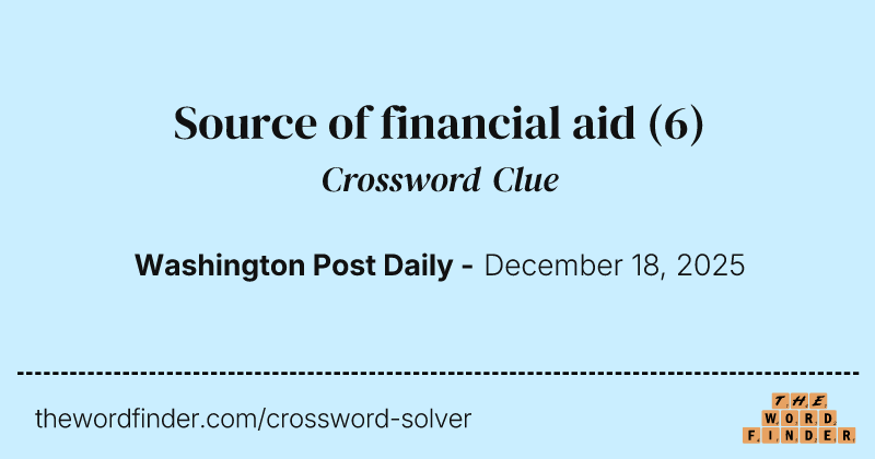 Source of financial aid crossword clue image