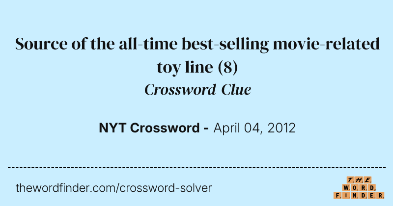 Source of the all-time best-selling movie-related toy line crossword clue image