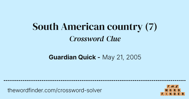 South American country crossword clue image