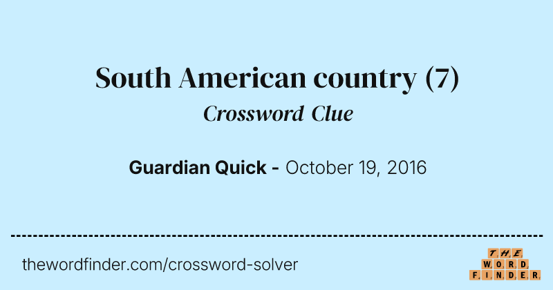 South American country crossword clue image