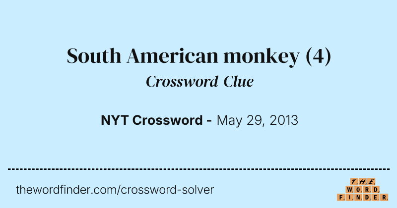South American monkey crossword clue image