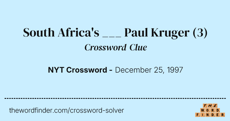 South Africa's ___ Paul Kruger crossword clue image