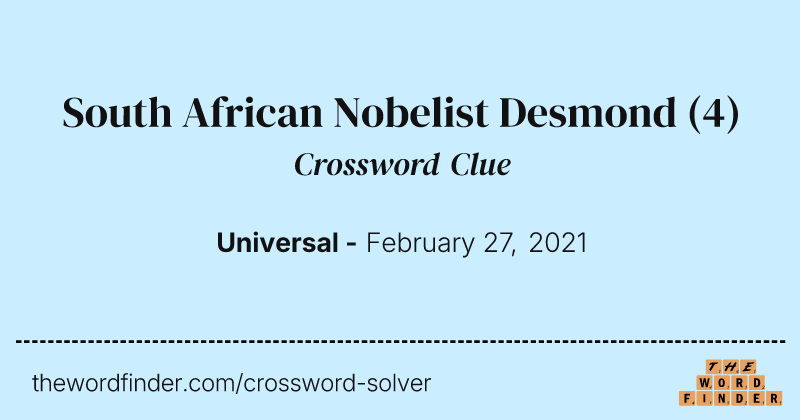South African Nobelist Desmond crossword clue image