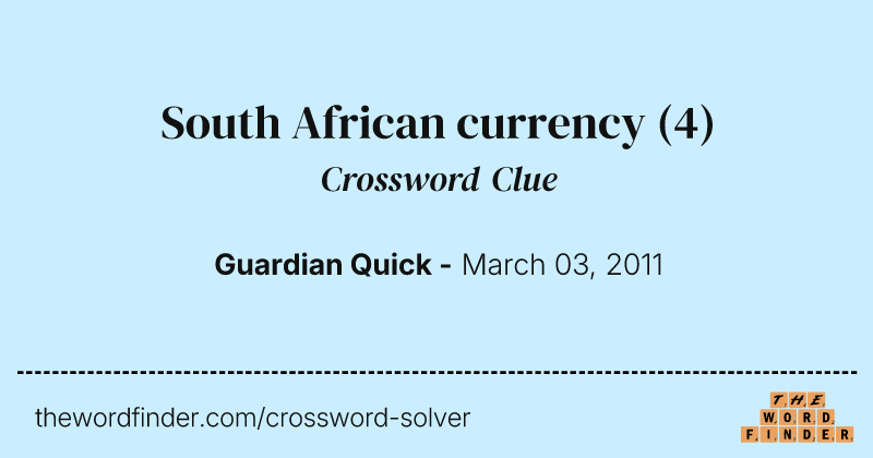 South African currency crossword clue image