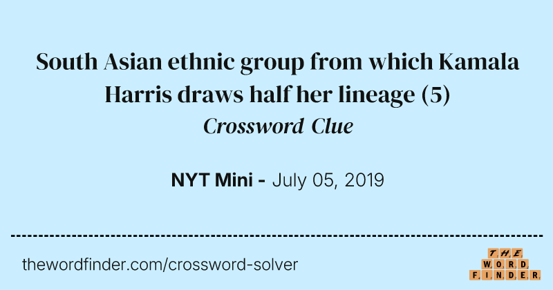 South Asian ethnic group from which Kamala Harris draws half her lineage crossword clue image