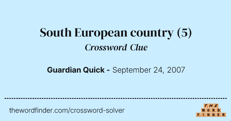 South European country crossword clue image
