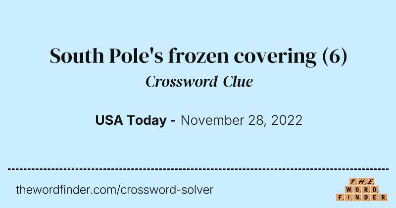 South Pole's frozen covering crossword clue image
