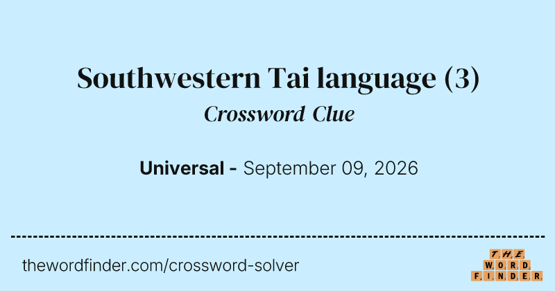 Southwestern Tai language crossword clue image