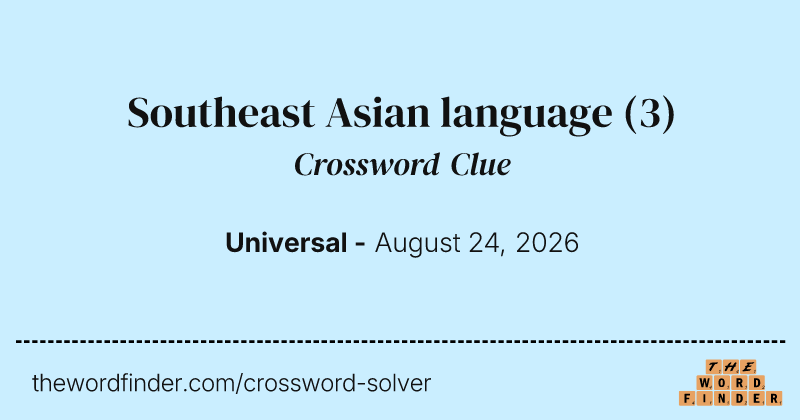 Southeast Asian language crossword clue image