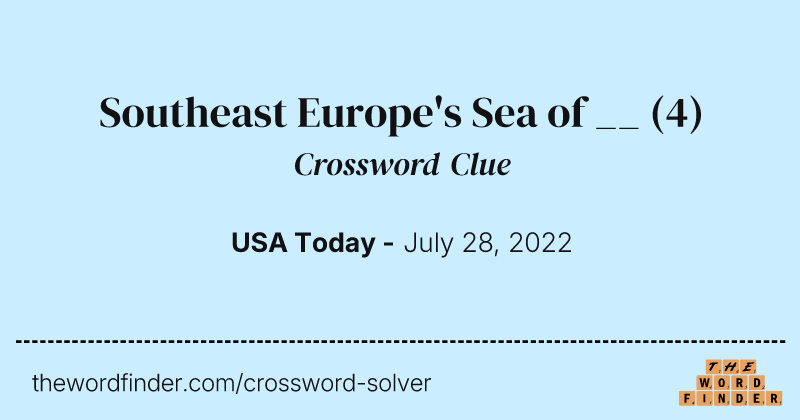 Southeast Europe's Sea of __ crossword clue image