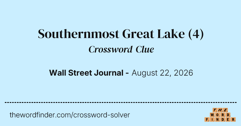 Southernmost Great Lake crossword clue image