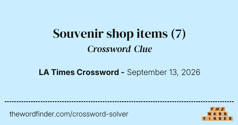Souvenir shop items crossword clue image