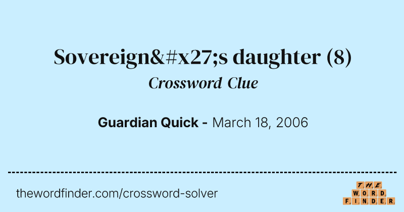 Sovereign's daughter crossword clue image