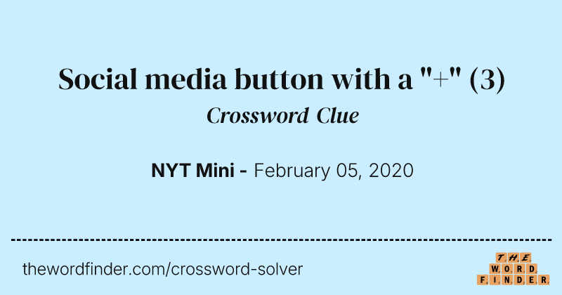 Social media button with a "+" crossword clue image