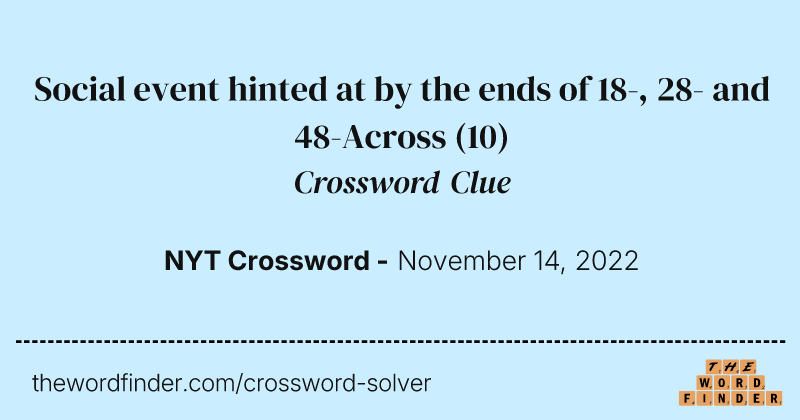 Social event hinted at by the ends of 18-, 28- and 48-Across crossword clue image