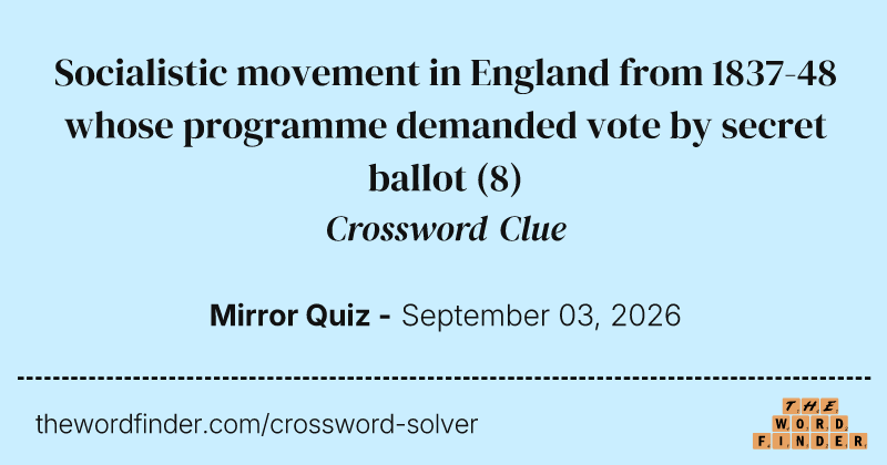 Socialistic movement in England from 1837-48 whose programme demanded vote by secret ballot crossword clue image
