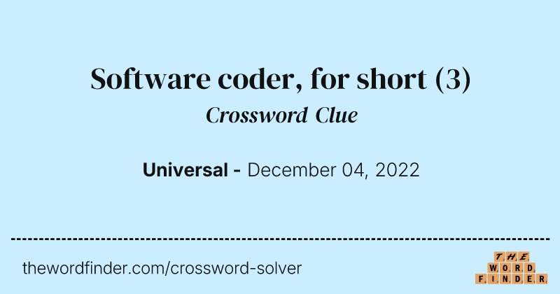 Software coder, for short crossword clue image