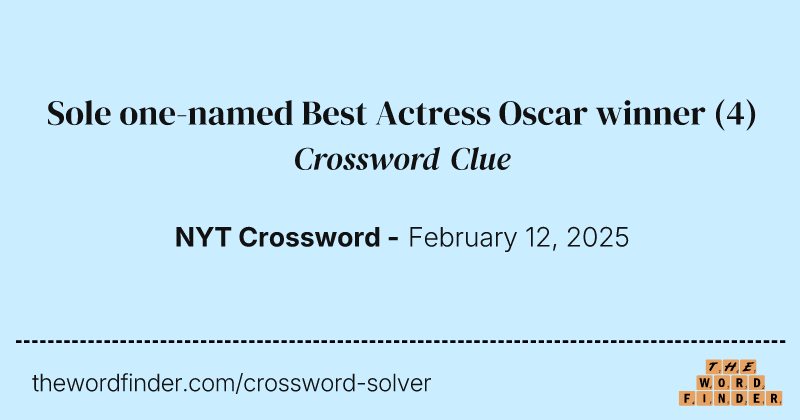 Sole one-named Best Actress Oscar winner crossword clue image