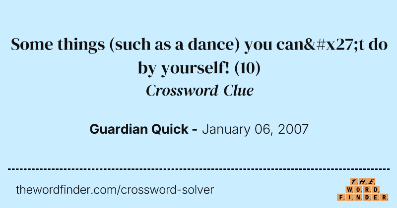 Some things (such as a dance) you can't do by yourself! crossword clue image