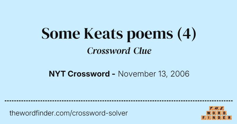 Some Keats poems crossword clue image