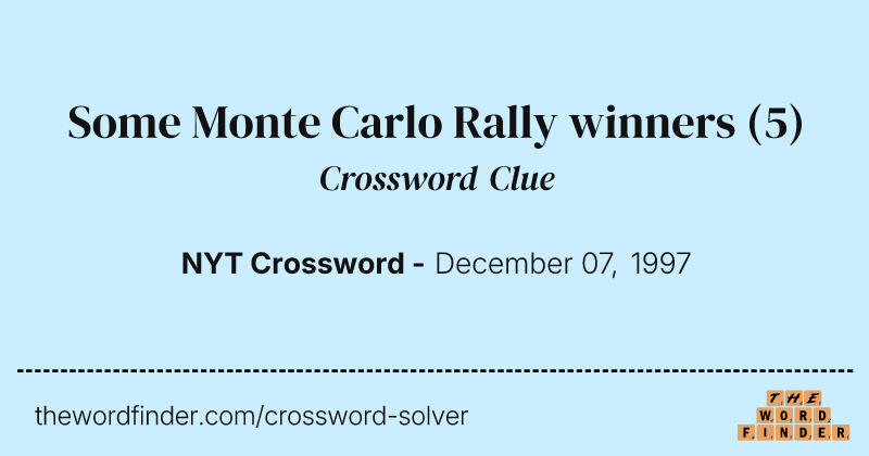 Some Monte Carlo Rally winners crossword clue image