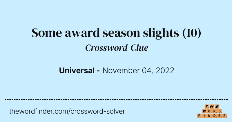 Some award season slights crossword clue image