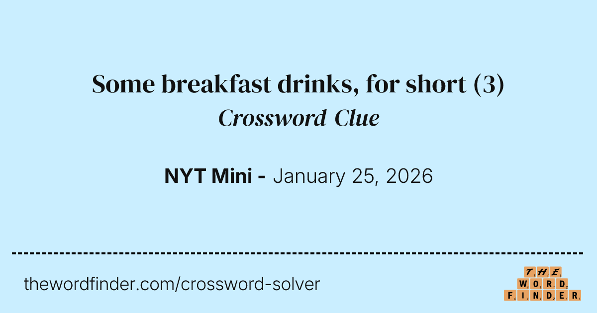 Some breakfast drinks, for short — Crossword Clue