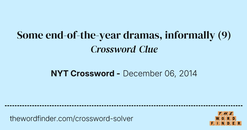 Some end-of-the-year dramas, informally crossword clue image
