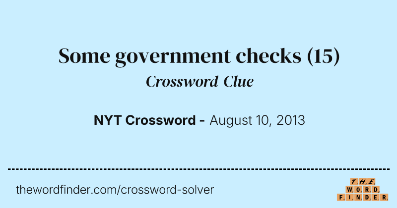 Some government checks crossword clue image