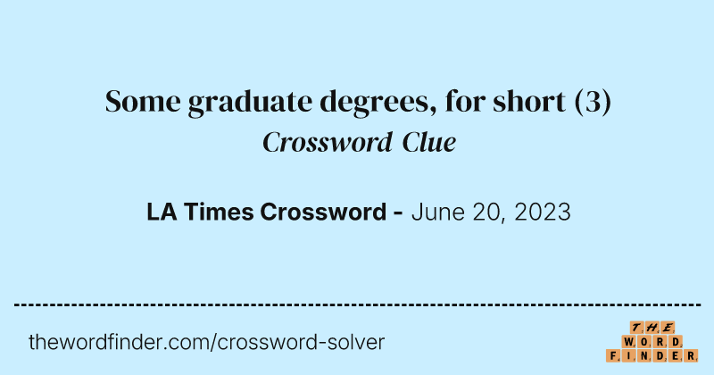 Some graduate degrees, for short crossword clue image