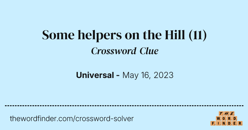 Some helpers on the Hill crossword clue image