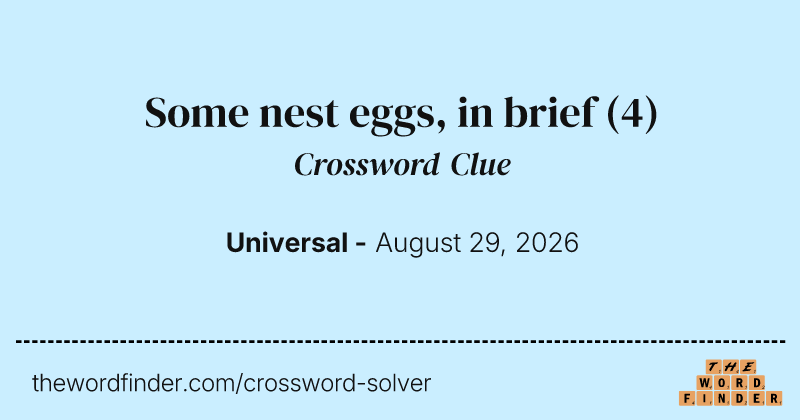Some nest eggs, in brief crossword clue image