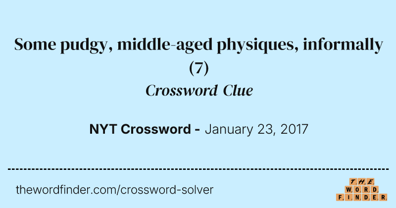 Some pudgy, middle-aged physiques, informally crossword clue image