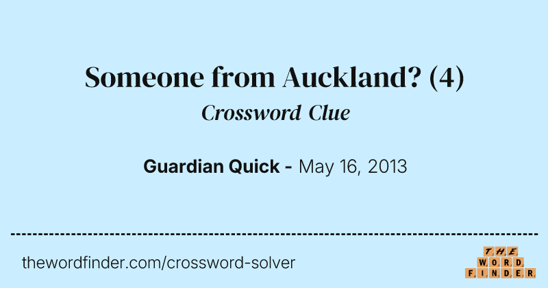 Someone from Auckland? crossword clue image