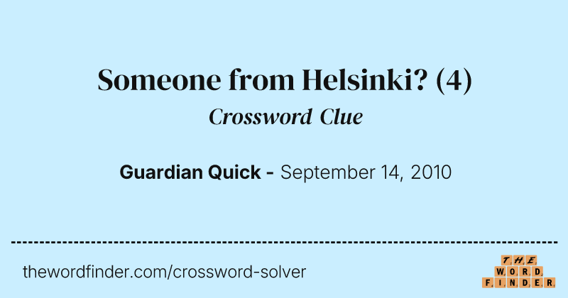 Someone from Helsinki? crossword clue image