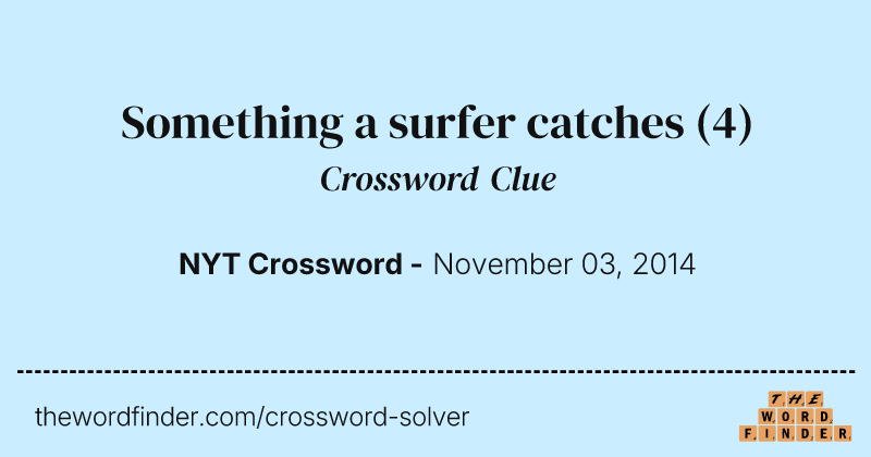 Something a surfer catches crossword clue image