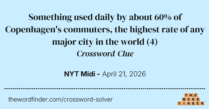 Something used daily by about 60% of Copenhagen's commuters, the highest rate of any major city in the world crossword clue image