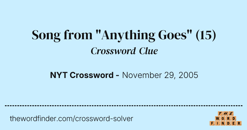 Song from "Anything Goes" crossword clue image