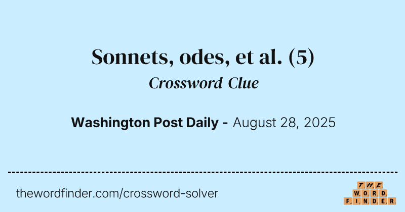 Sonnets, odes, et al. crossword clue image
