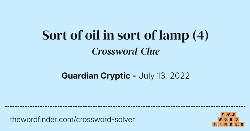 Sort of oil in sort of lamp crossword clue image