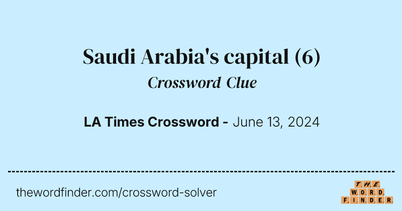 Saudi Arabia's capital crossword clue image