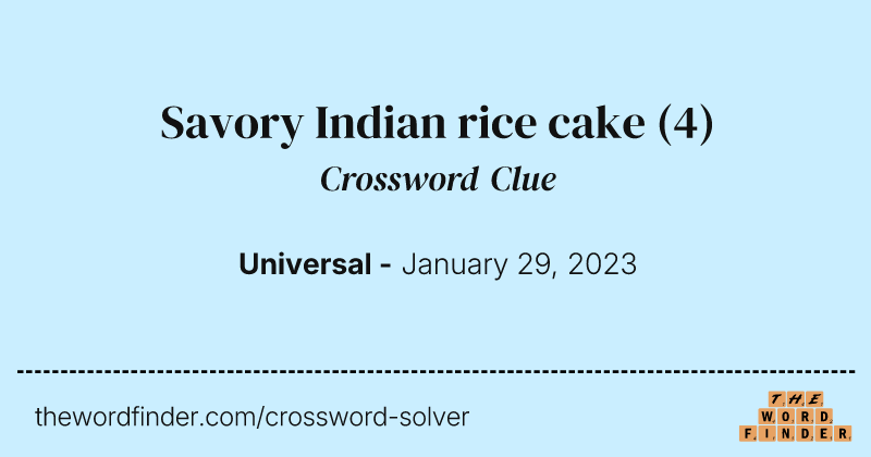 Savory Indian rice cake crossword clue image