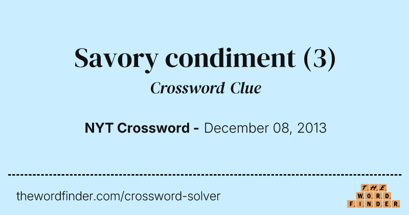 Savory condiment crossword clue image